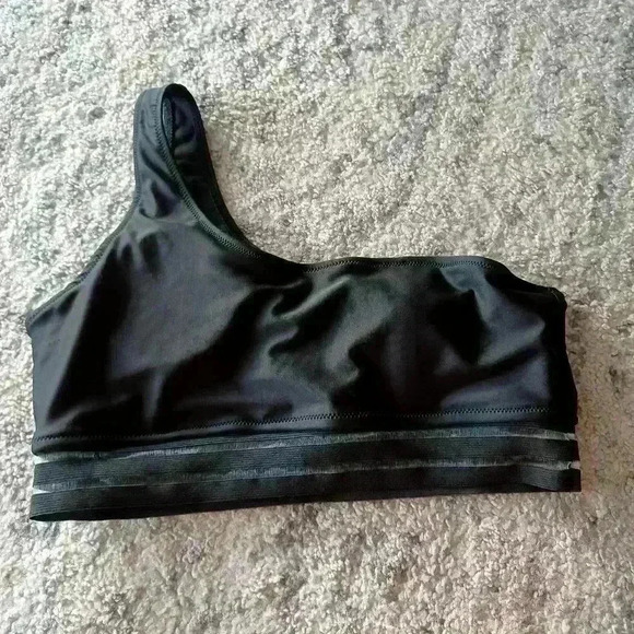 Shein Womens Black Floral 2 Piece One Shoulder Swimsuit L - Picture 10 of 16